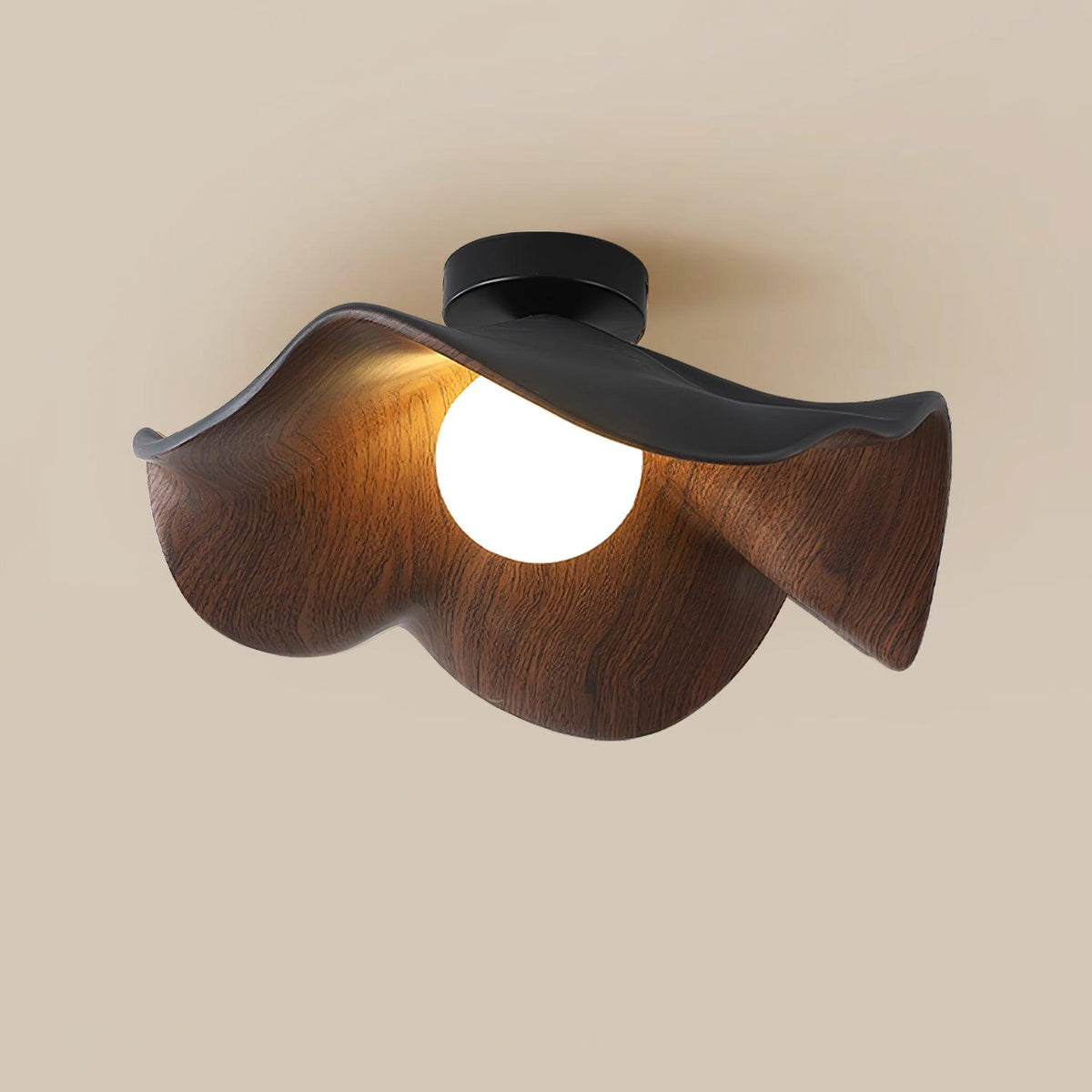 Sculptural Wood Inspired Ceiling Lamp For Soft Ambient Lighting