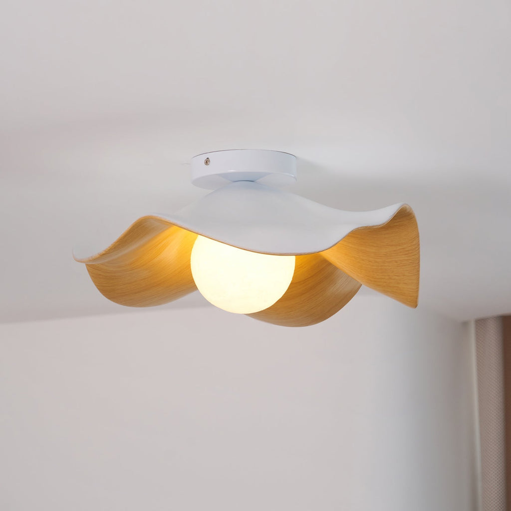 Sculptural Wood Inspired Ceiling Lamp For Soft Ambient Lighting