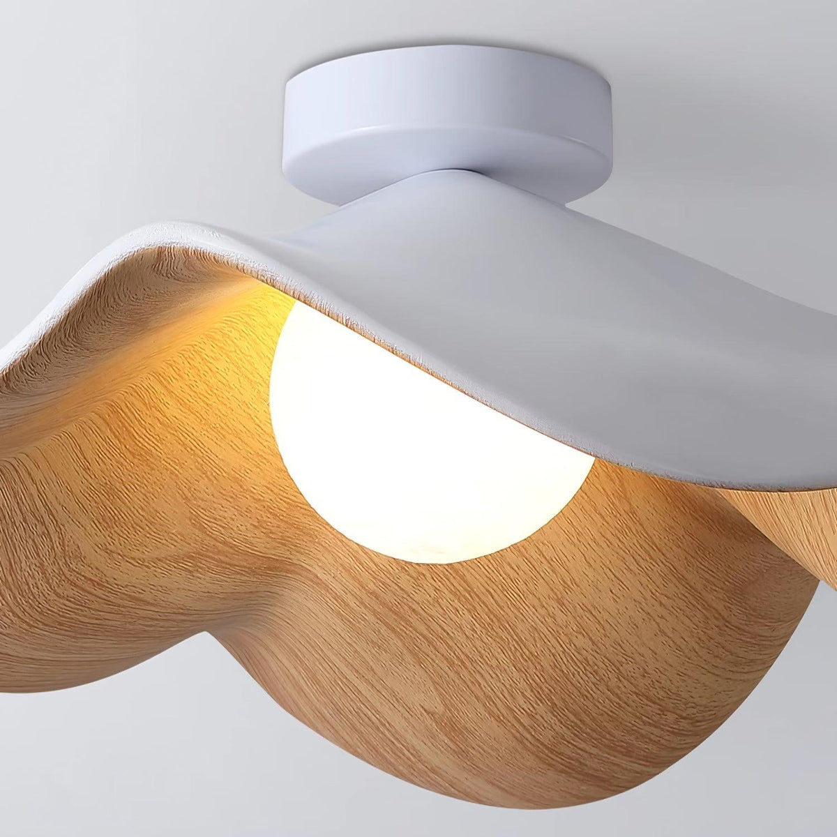 Sculptural Wood Inspired Ceiling Lamp For Soft Ambient Lighting