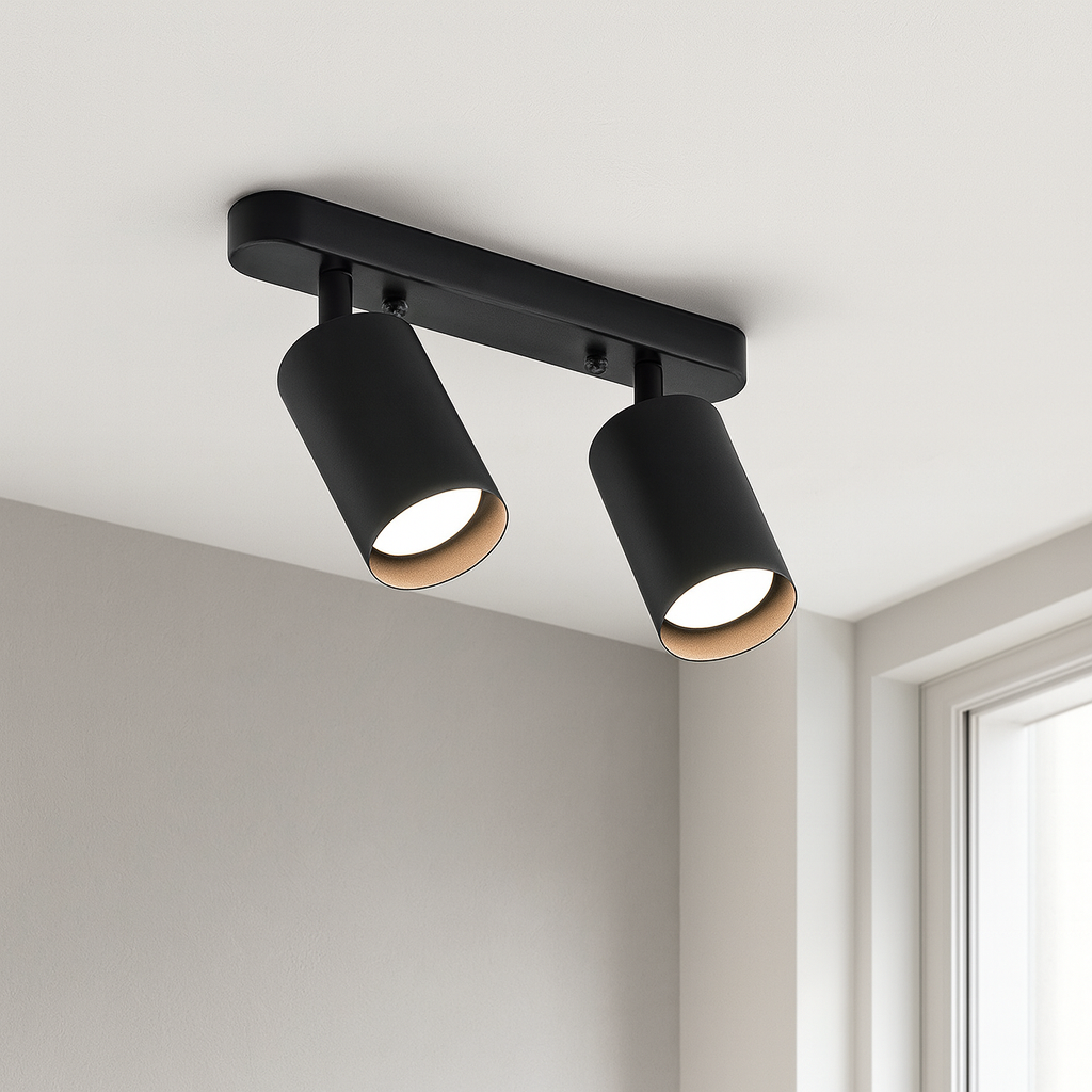 Adjustable Dual Head Ceiling Spotlight for Directional Task Lighting