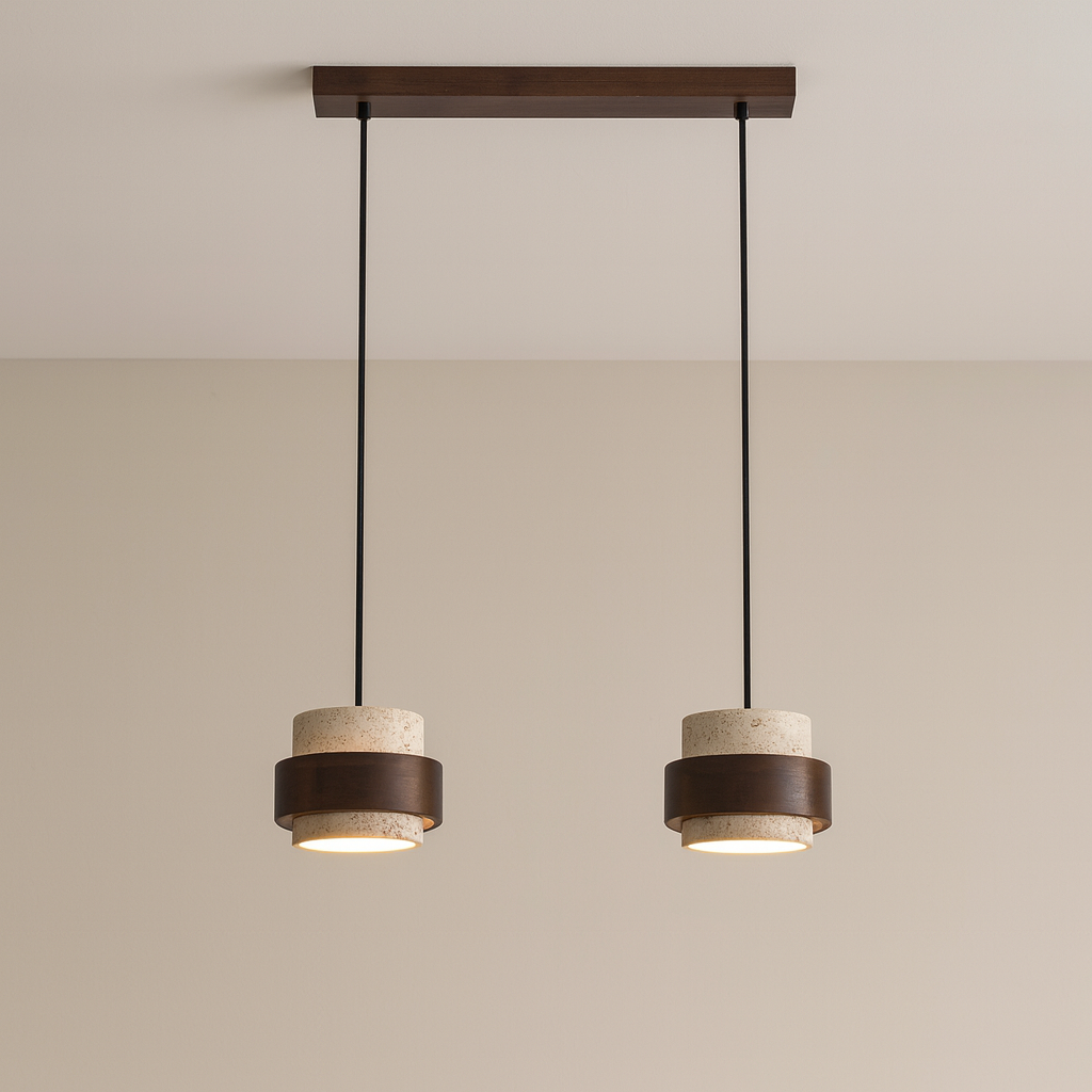Stone Barrel Pendant Lamp With Focused Directional Lighting