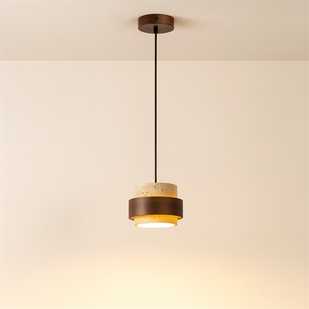 Stone Barrel Pendant Lamp With Focused Directional Lighting