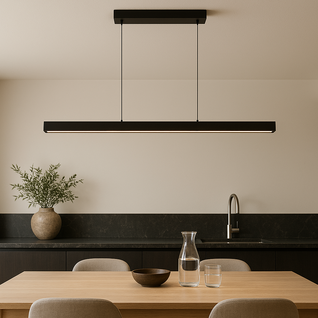 Scandinavian Linear Wood Beam Pendant Light for Even Illumination