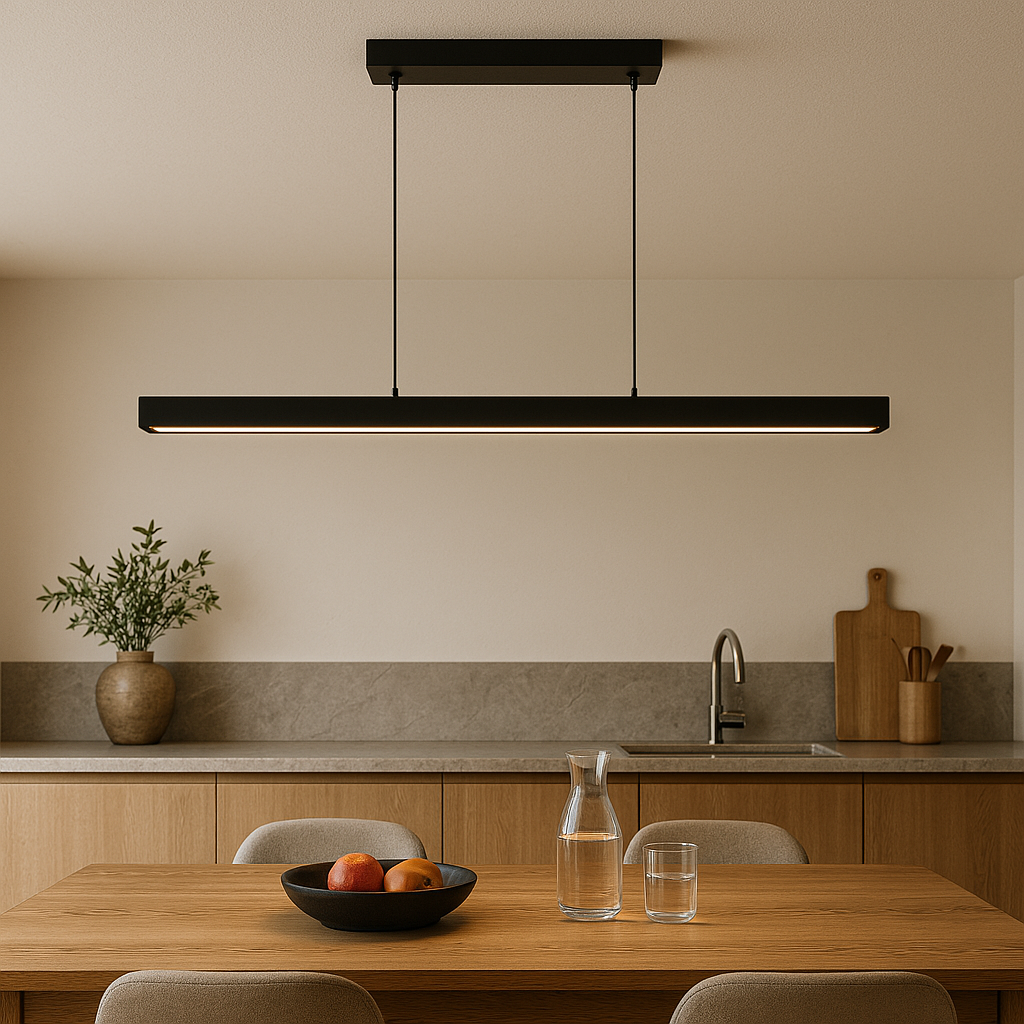 Scandinavian Linear Wood Beam Pendant Light for Even Illumination