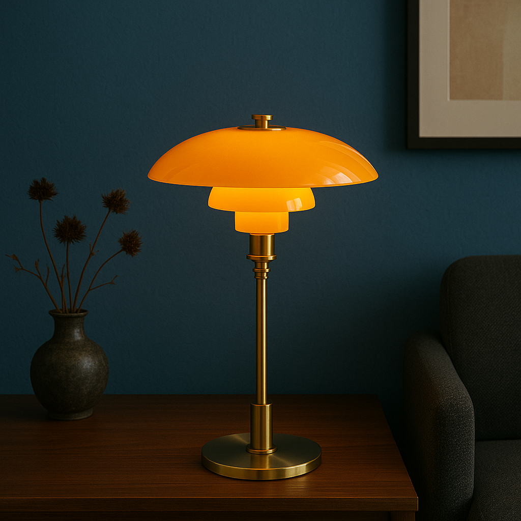 Vintage Danish Glass Shade Table Lamp for Reading and Ambient Lighting