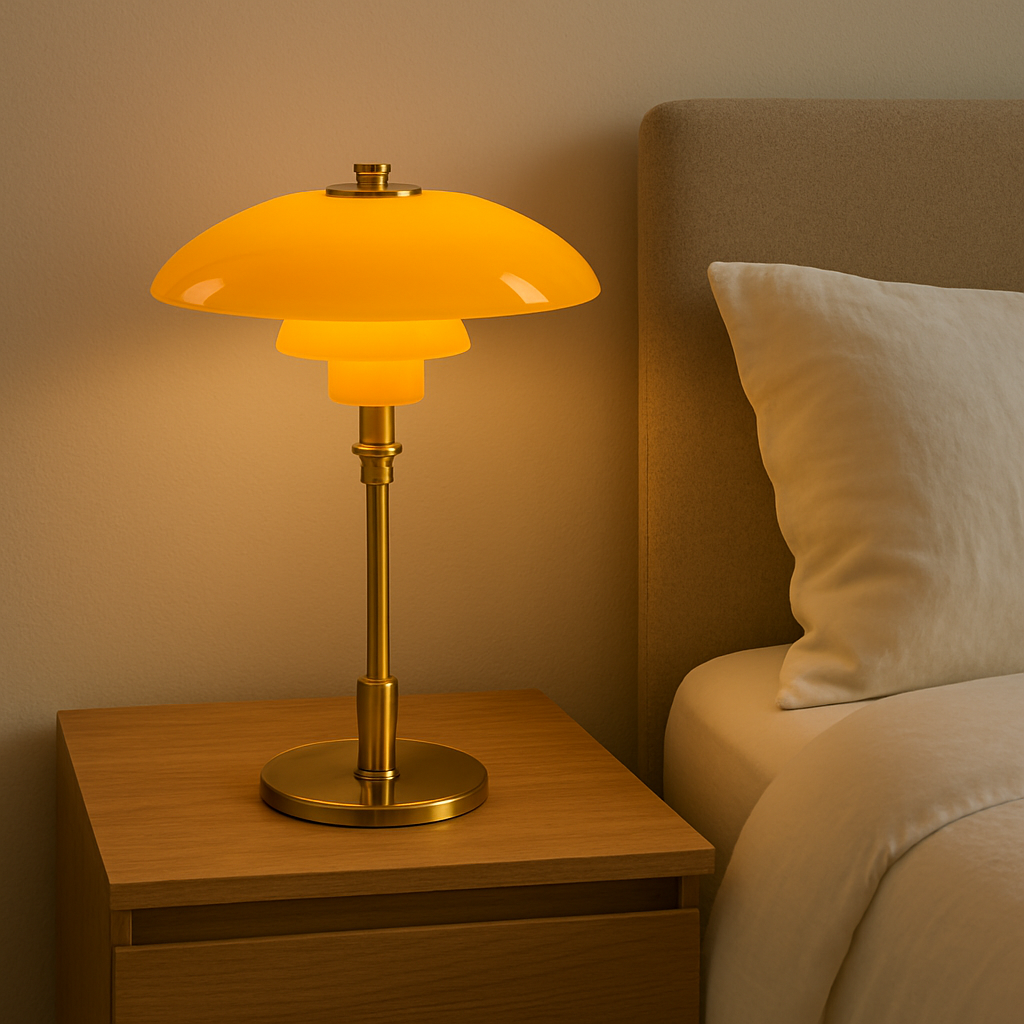 Vintage Danish Glass Shade Table Lamp for Reading and Ambient Lighting