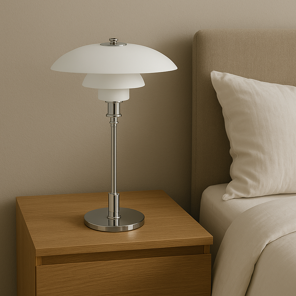 Vintage Danish Glass Shade Table Lamp for Reading and Ambient Lighting