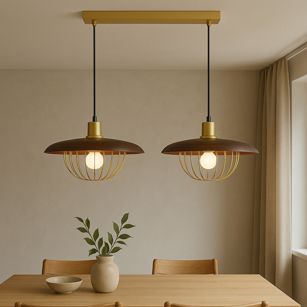 Nordic Wooden Cage Pendant Light Adjustable Hanging Ceiling Lamp for Indoor Lighting