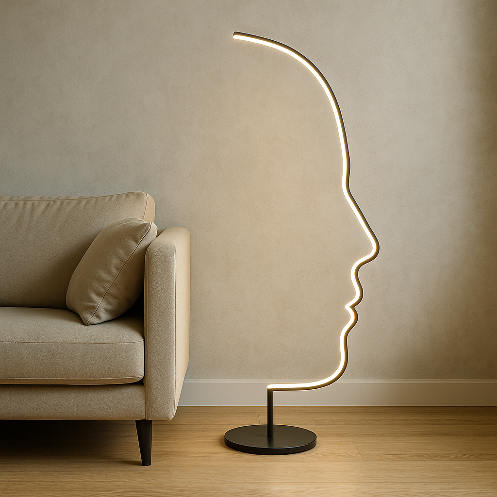 Artistic Face Sculptural Floor Lamp With Aluminium And Iron Ambient Lighting