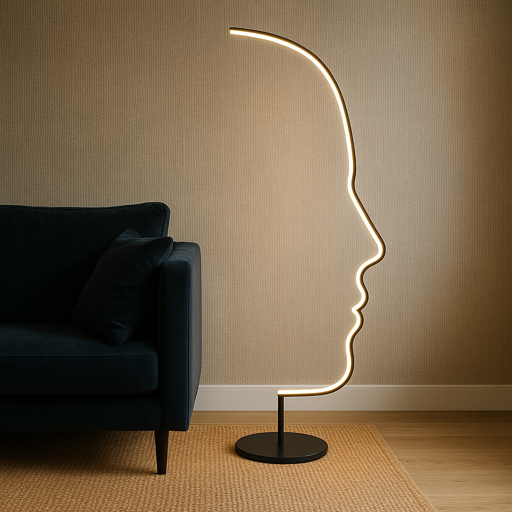 Artistic Face Sculptural Floor Lamp With Aluminium And Iron Ambient Lighting