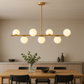 Contemporary Brushed Gold Linear LED Pendant Light for Dining Tables