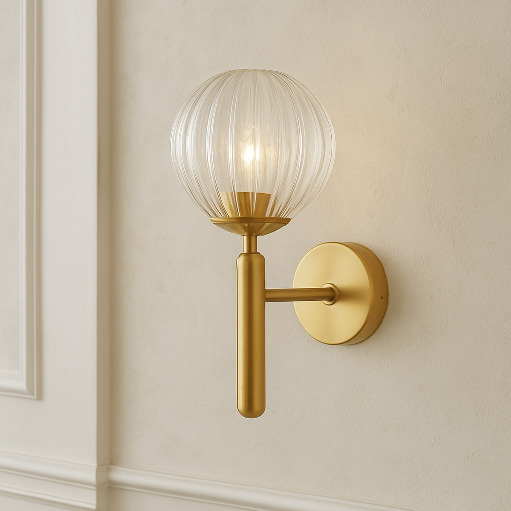 Aesthetic Nordic Sphere Wall Lamp Opal Glass Iron Lighting Fixture
