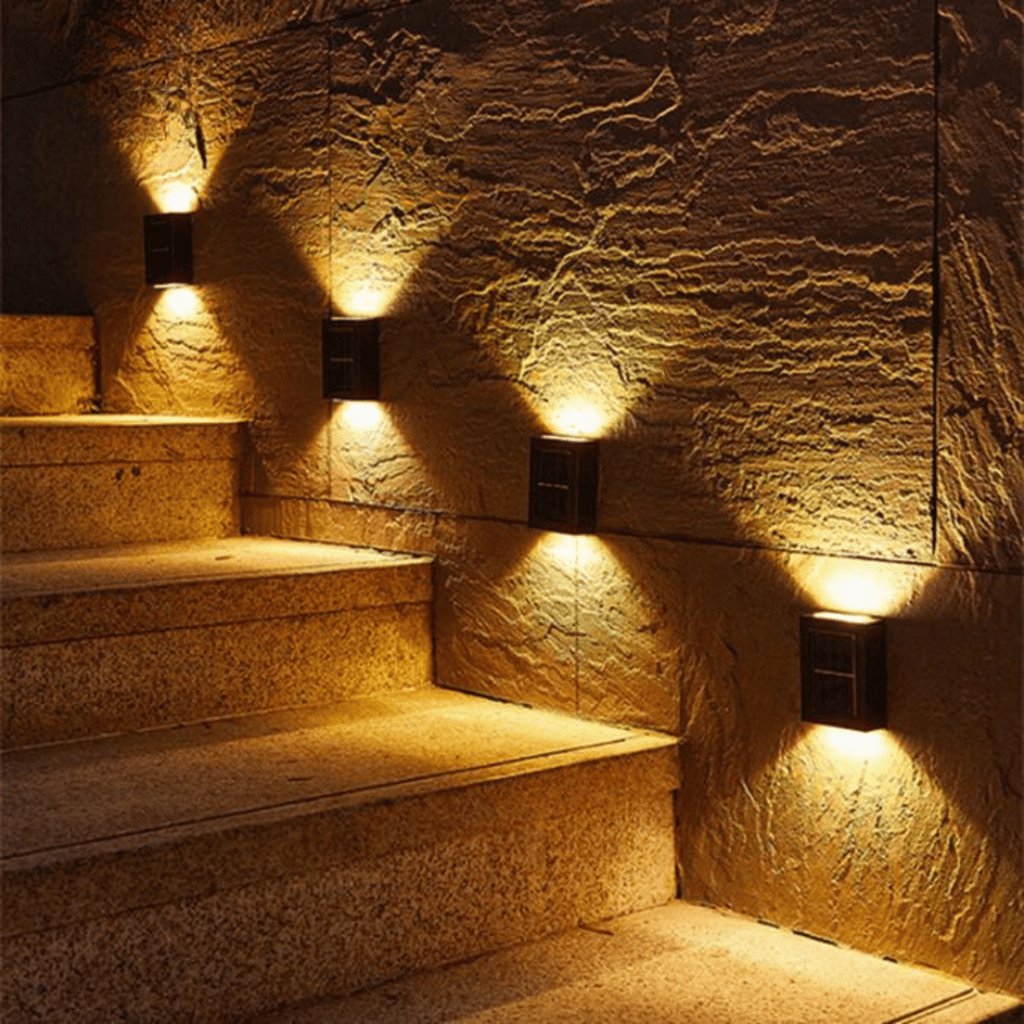 Solar Powered LED Outdoor Wall Light With Up And Down Lighting and Automatic Activation