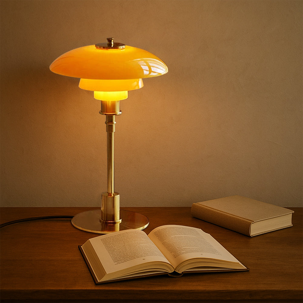Vintage Danish Glass Shade Table Lamp for Reading and Ambient Lighting