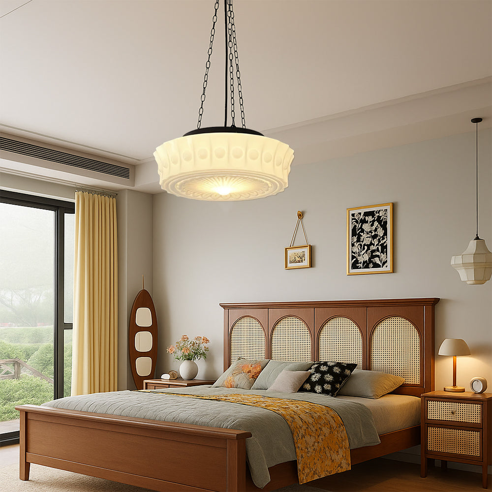 Vintage Milk Glass Pendant Light for Soft Ambient Room Illumination