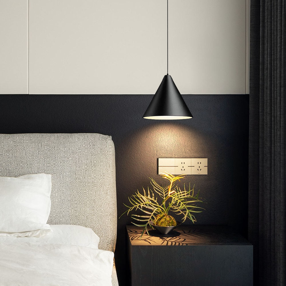 Modern Black Cone Pendant Lamp For Downward Focused Lighting