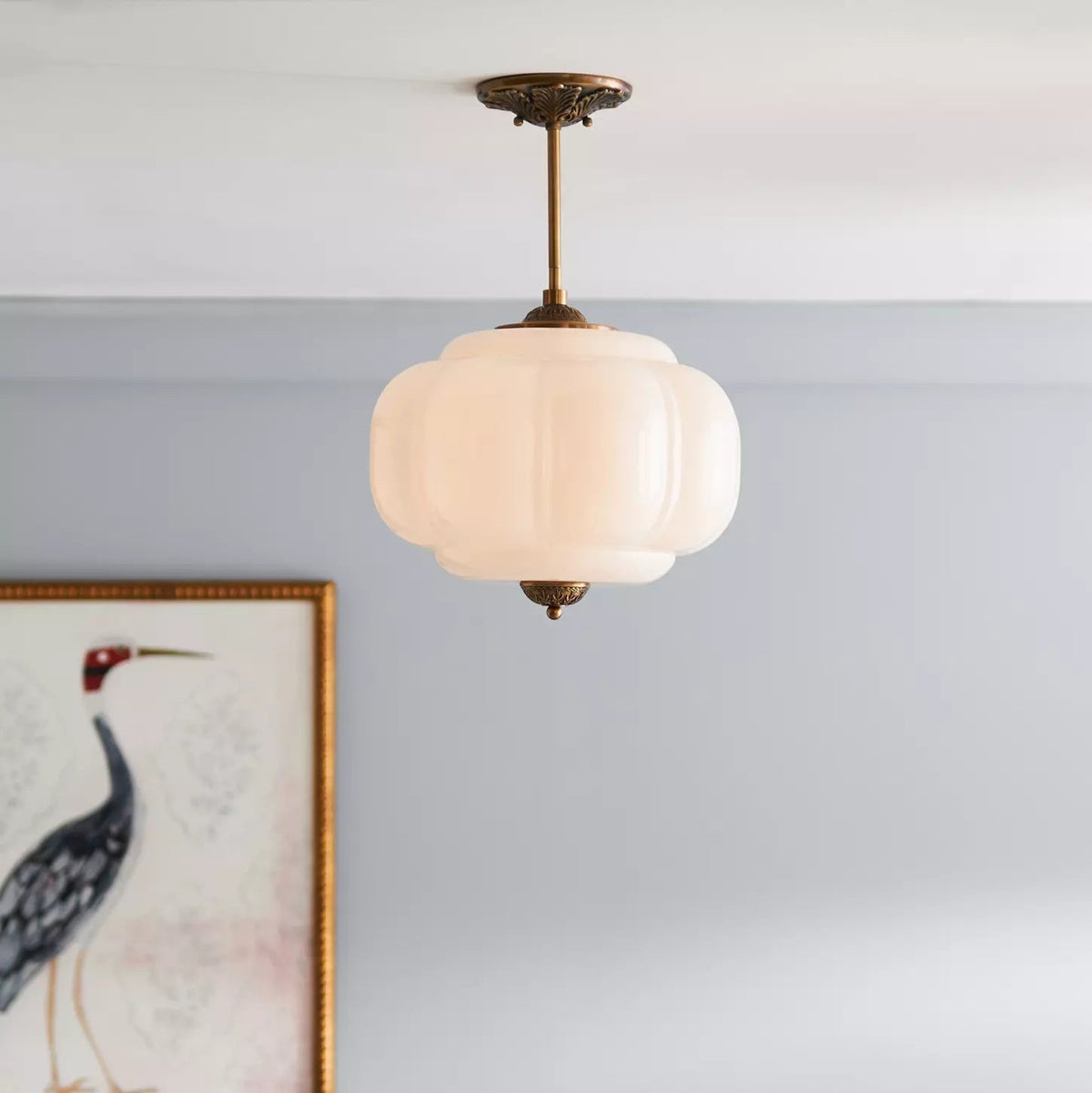 Vintage Glass Semi-Flush Ceiling Light Fixture for Indoor Lighting