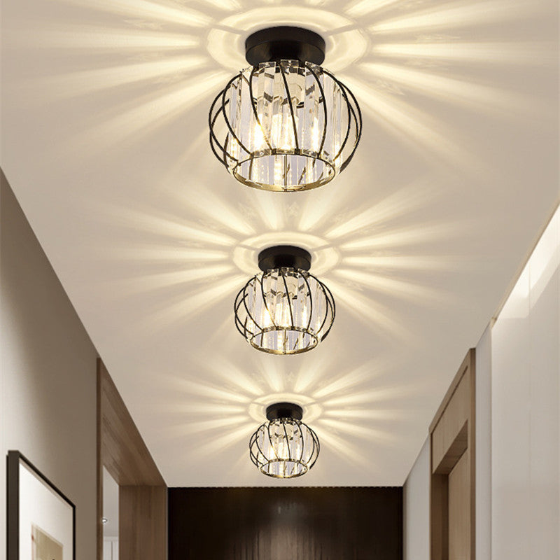 Glass And Crystal Pendant Ceiling Light For Bedroom And Living Room
