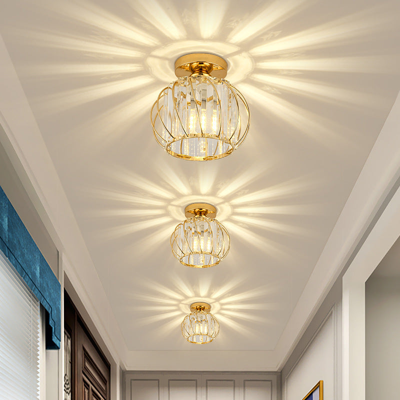 Glass And Crystal Pendant Ceiling Light For Bedroom And Living Room