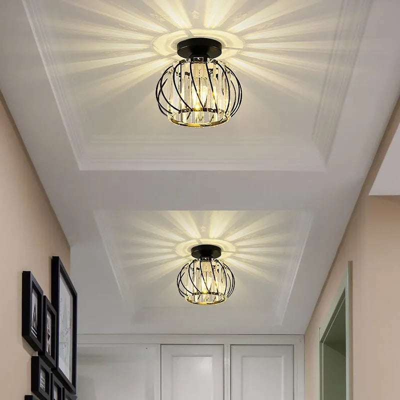 Glass And Crystal Pendant Ceiling Light For Bedroom And Living Room