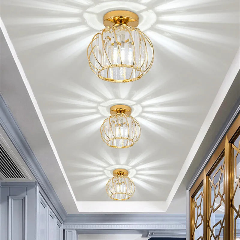 Glass And Crystal Pendant Ceiling Light For Bedroom And Living Room