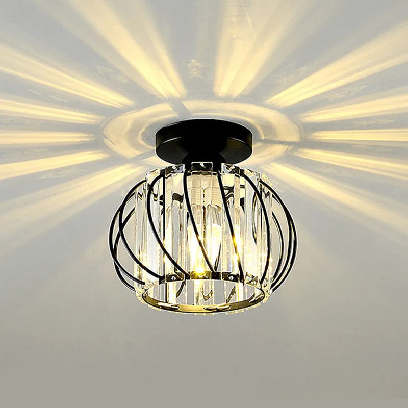 Glass And Crystal Pendant Ceiling Light For Bedroom And Living Room