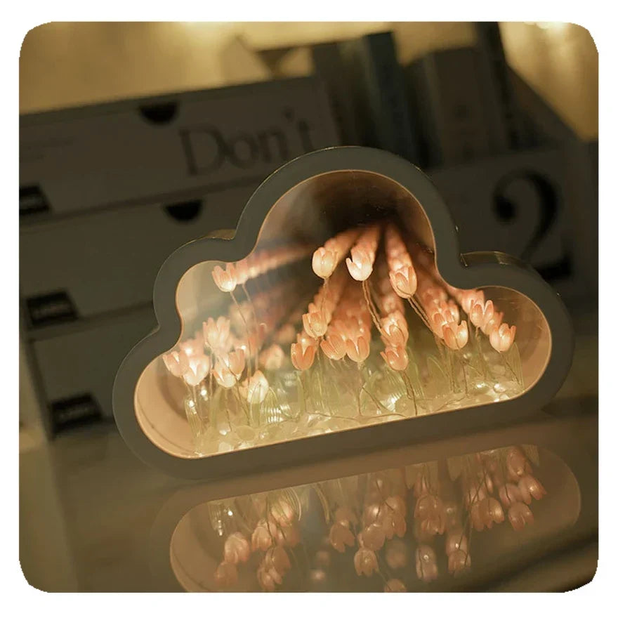 Tulip Mirrored Glass Table Lamp With Warm LED Lighting