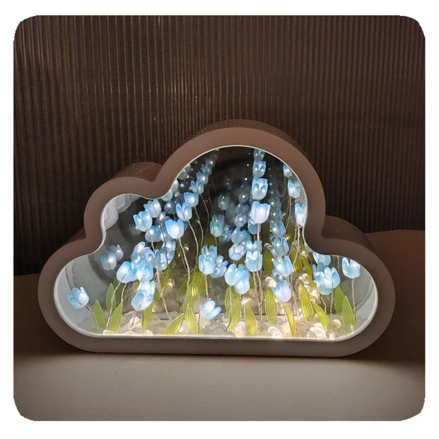 Tulip Mirrored Glass Table Lamp With Warm LED Lighting