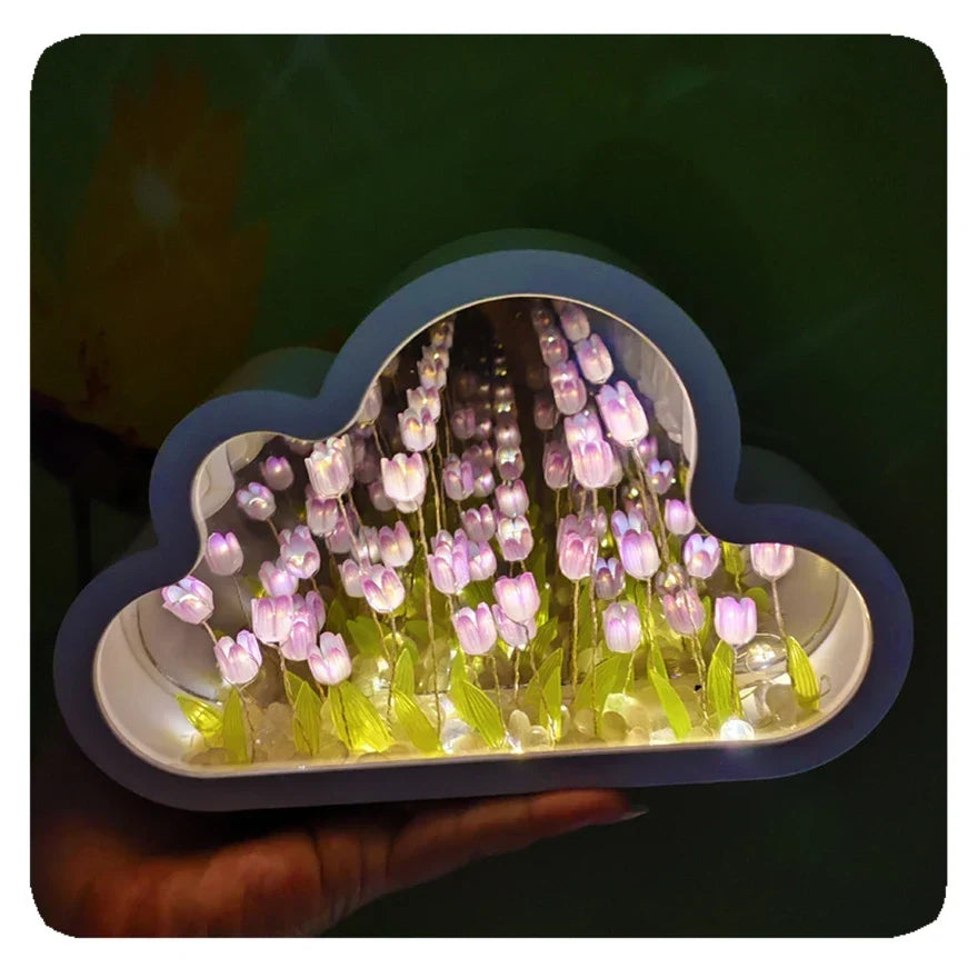Tulip Mirrored Glass Table Lamp With Warm LED Lighting