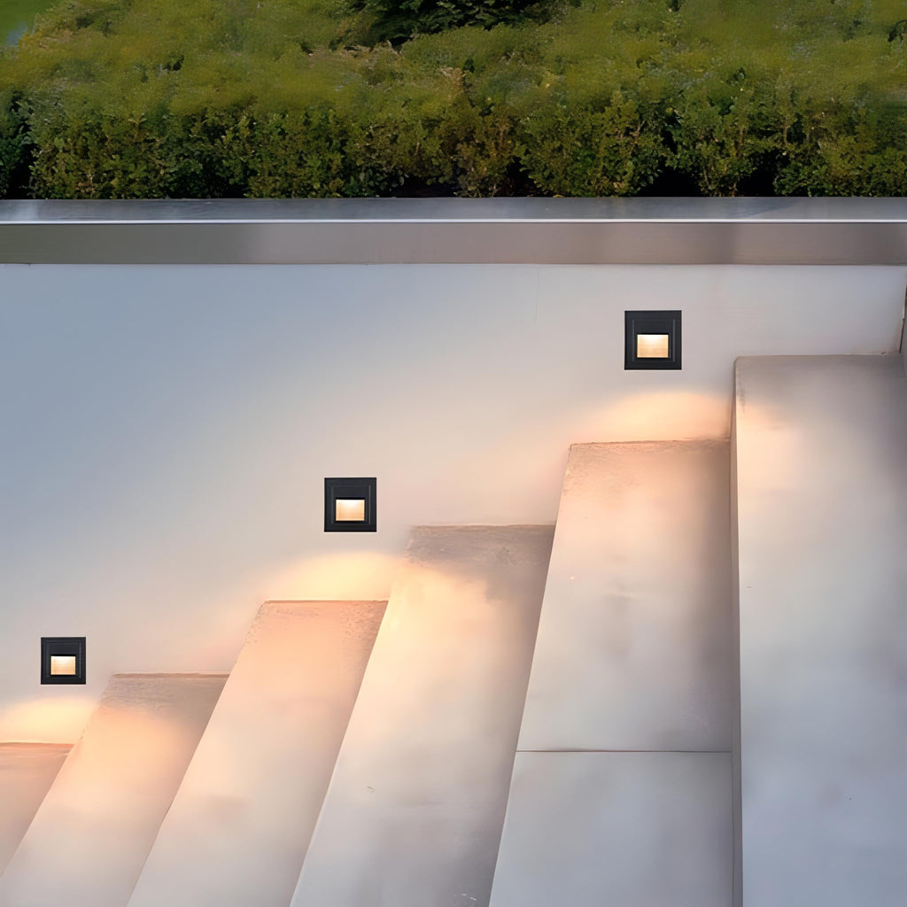 Square LED Recessed Outdoor Stair Wall Light for Step Illumination