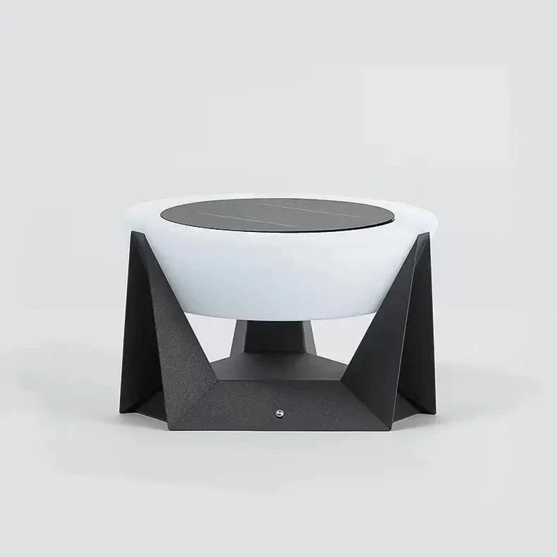 Black Solar Garden Pathway Lamp with Square Housing and White Top