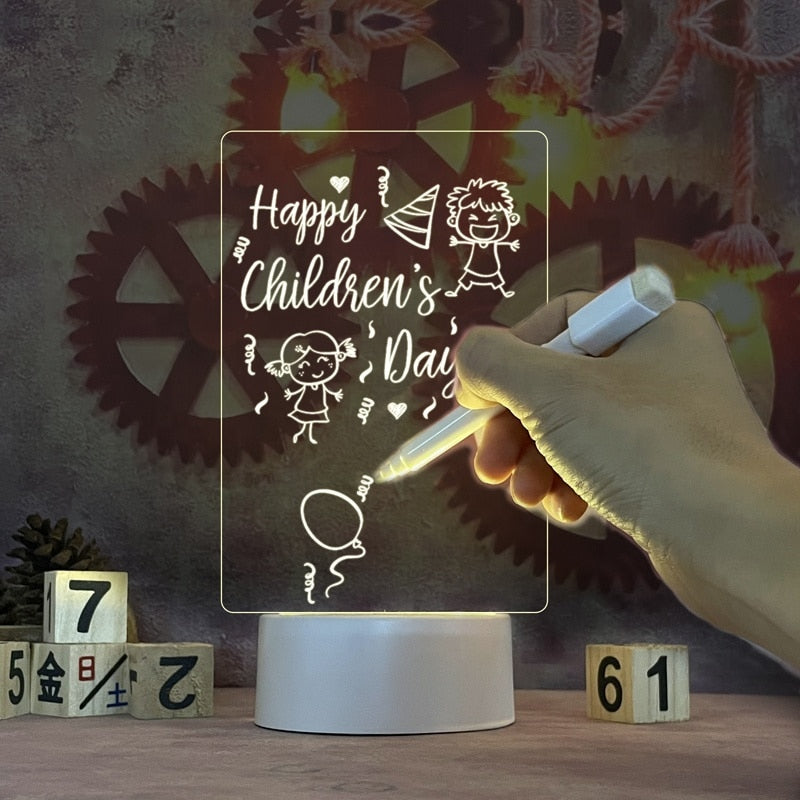 USB Powered Illuminated Acrylic Writing Board for Notes and Messages