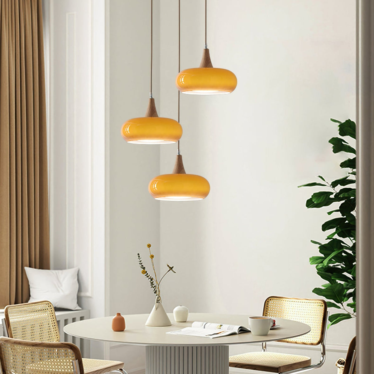 Amber Wood Accent Pendant Light for Warm Ambient Lighting