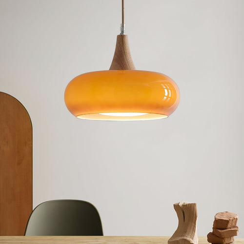 Amber Wood Accent Pendant Light for Warm Ambient Lighting