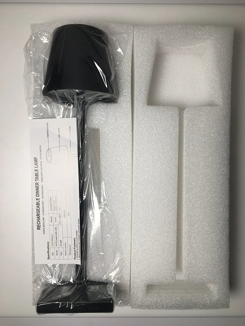 Wireless Rechargeable LED Table Lamp With Metal Cone Shade And Square Base