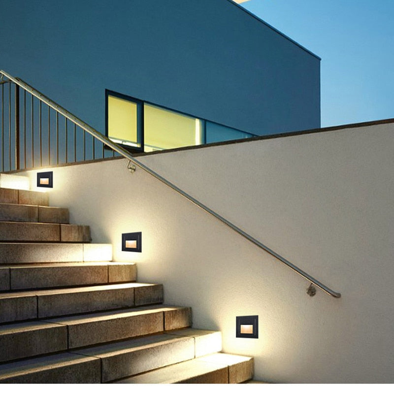 Square LED Recessed Outdoor Stair Wall Light for Step Illumination
