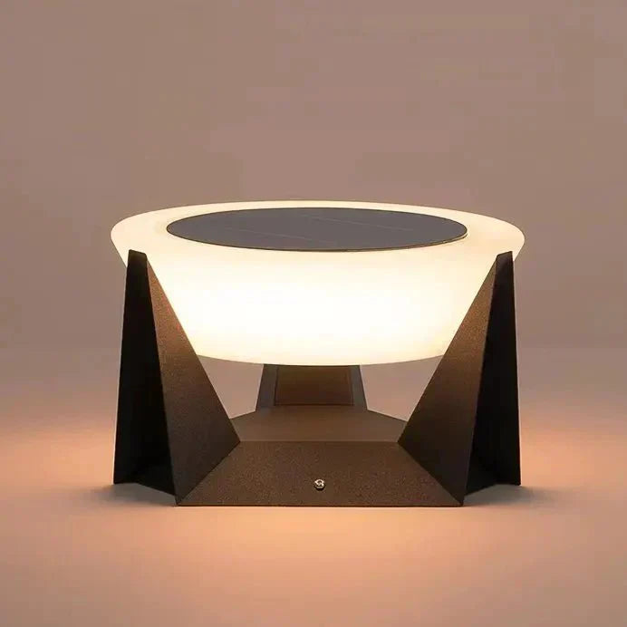 Black Solar Garden Pathway Lamp with Square Housing and White Top