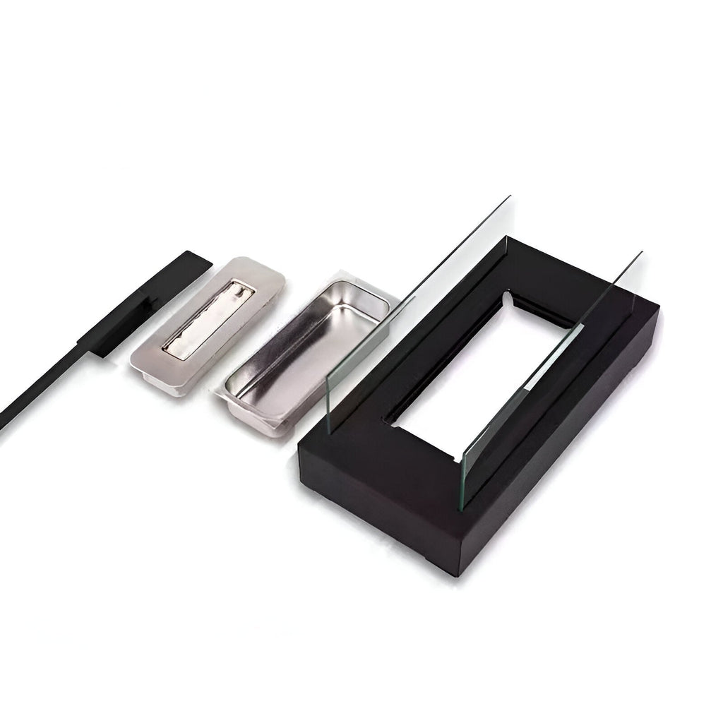 Rectangular Tabletop Bioethanol Fireplace With Glass Panels for Indoor Use
