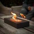Rectangular Tabletop Bioethanol Fireplace With Glass Panels for Indoor Use