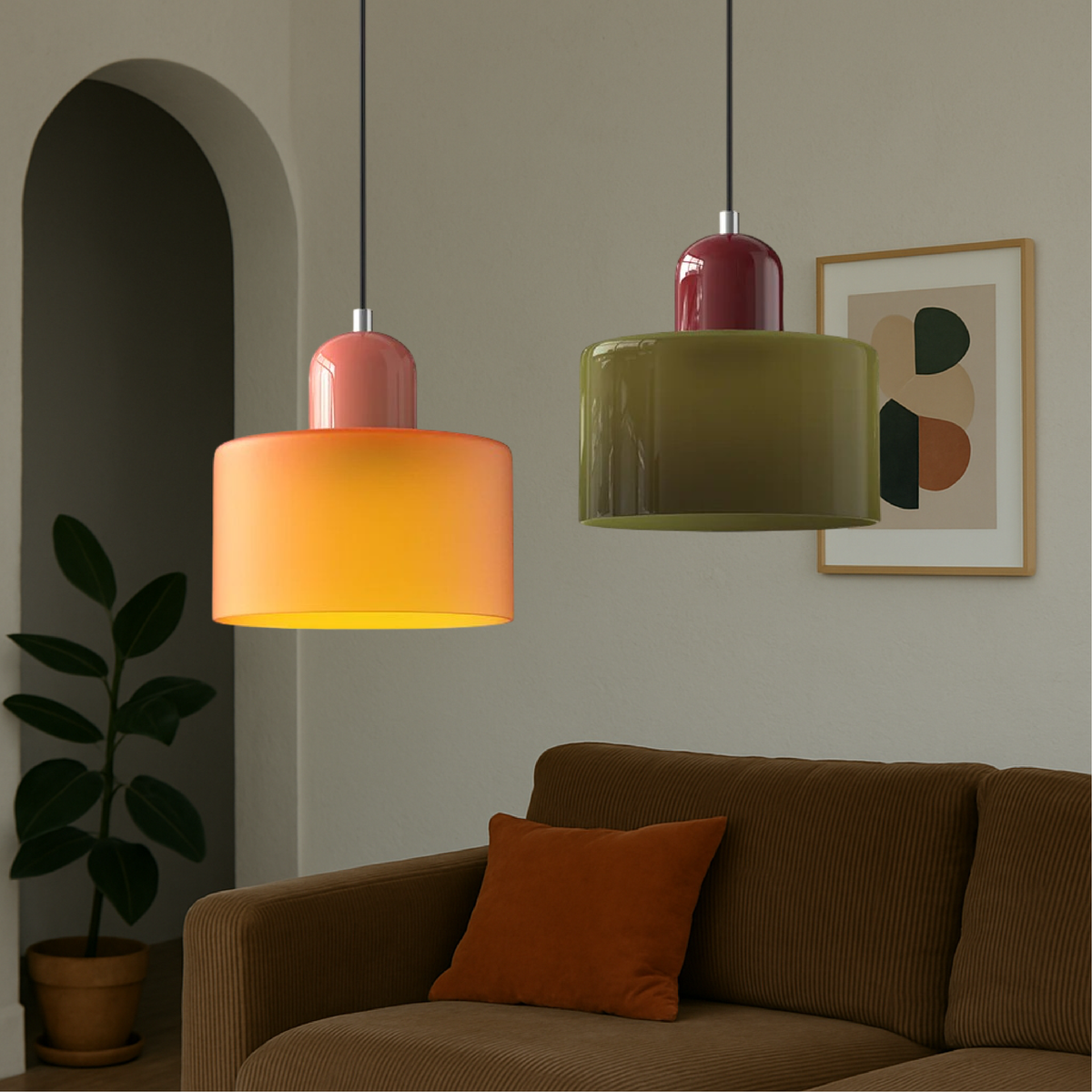 Bauhaus Coloured Glass Pendant Light for Soft Ambient Lighting