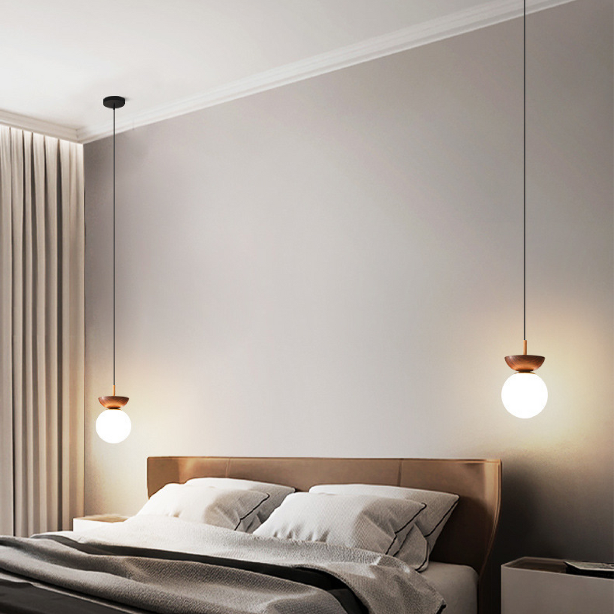 Japanese Globe Pendant Lamp With Adjustable Glass Shade For Ambient Lighting