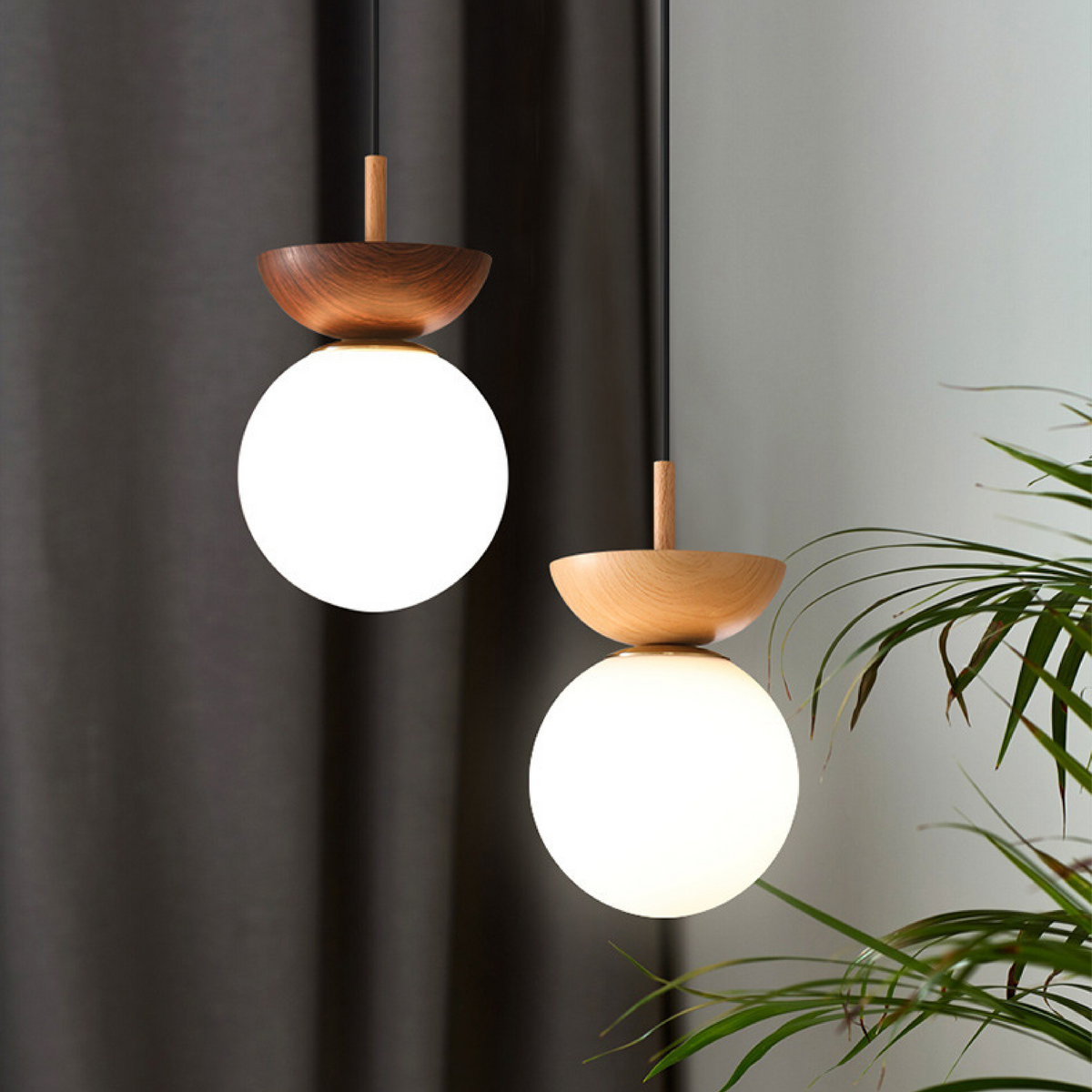 Japanese Globe Pendant Lamp With Adjustable Glass Shade For Ambient Lighting