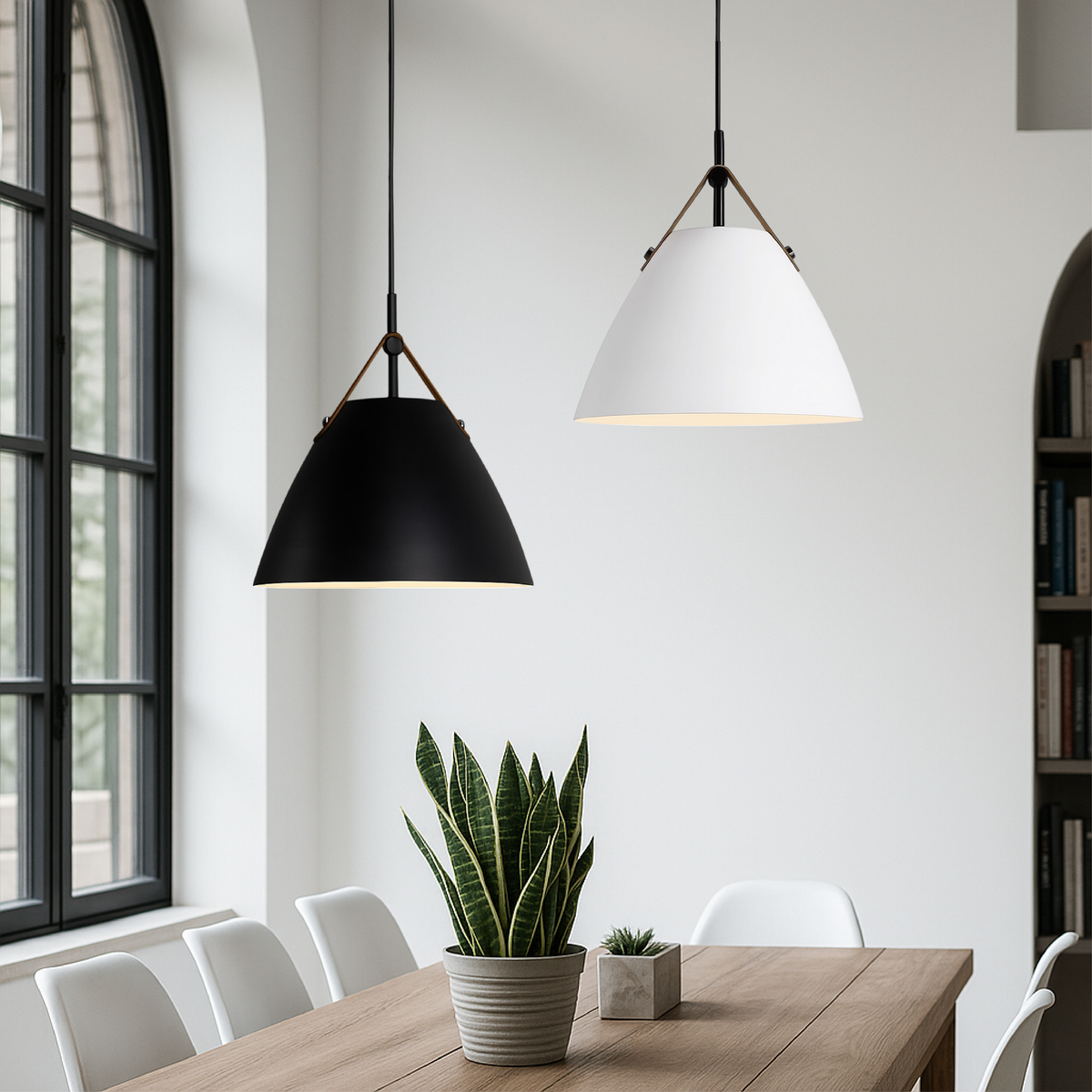 Scandinavian Metal Pendant Light With Coloured Glass Accent for Room Lighting