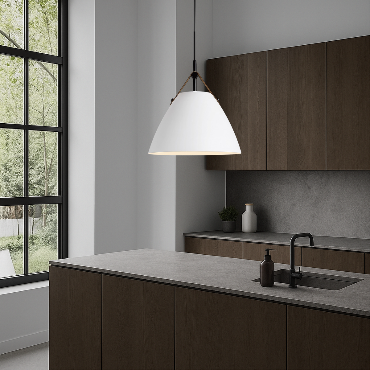 Scandinavian Metal Pendant Light With Coloured Glass Accent for Room Lighting