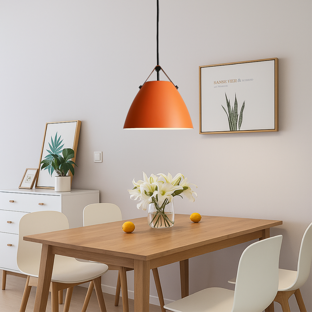 Scandinavian Metal Pendant Light With Coloured Glass Accent for Room Lighting
