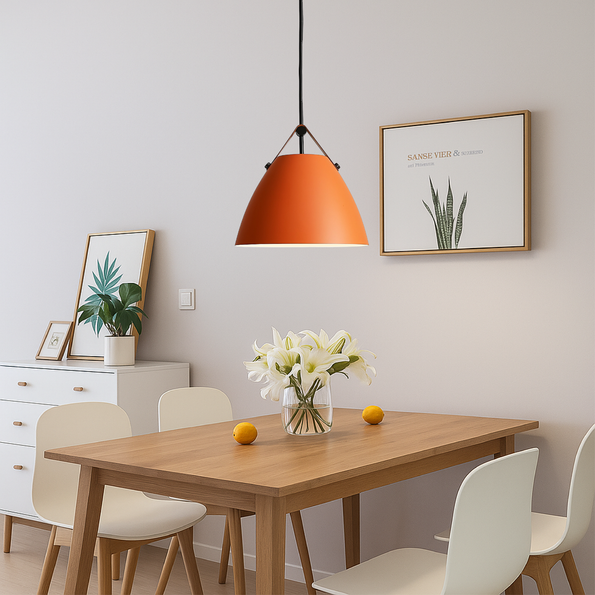 Scandinavian Metal Pendant Light With Coloured Glass Accent for Room Lighting