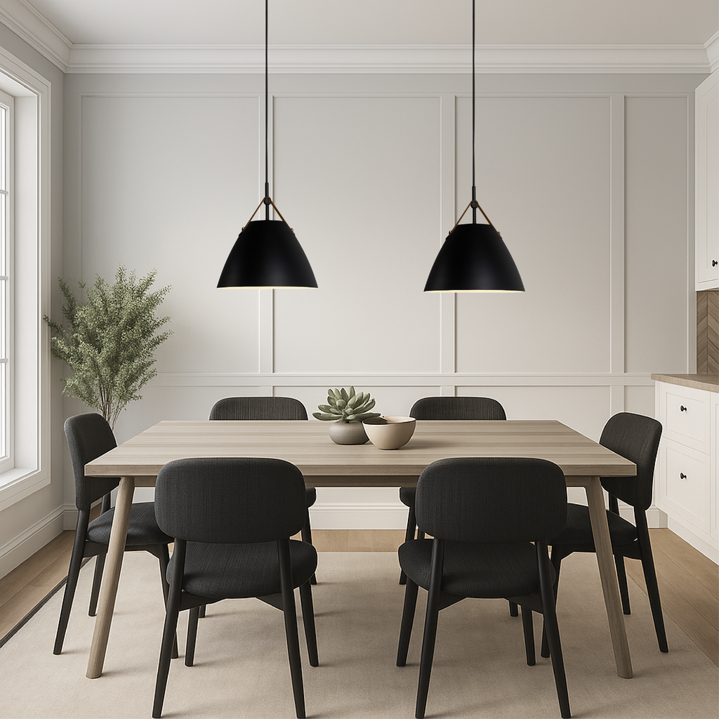 Scandinavian Metal Pendant Light With Coloured Glass Accent for Room Lighting