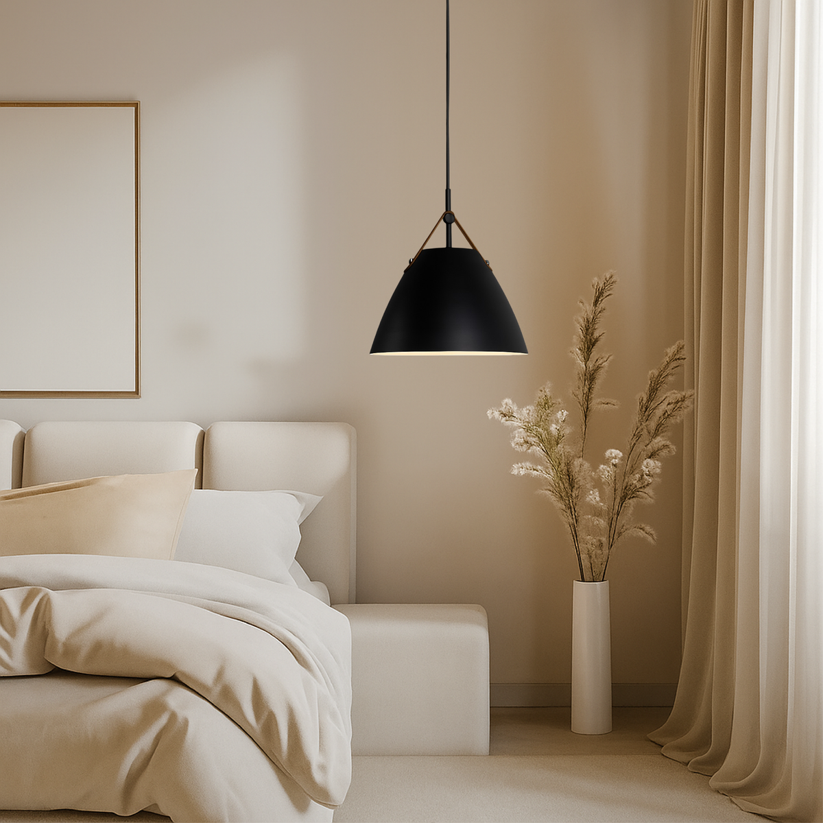 Scandinavian Metal Pendant Light With Coloured Glass Accent for Room Lighting