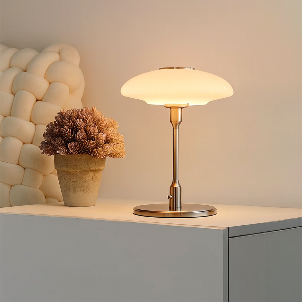 Swedish Design Metal And Glass Table Lamp For Ambient Lighting