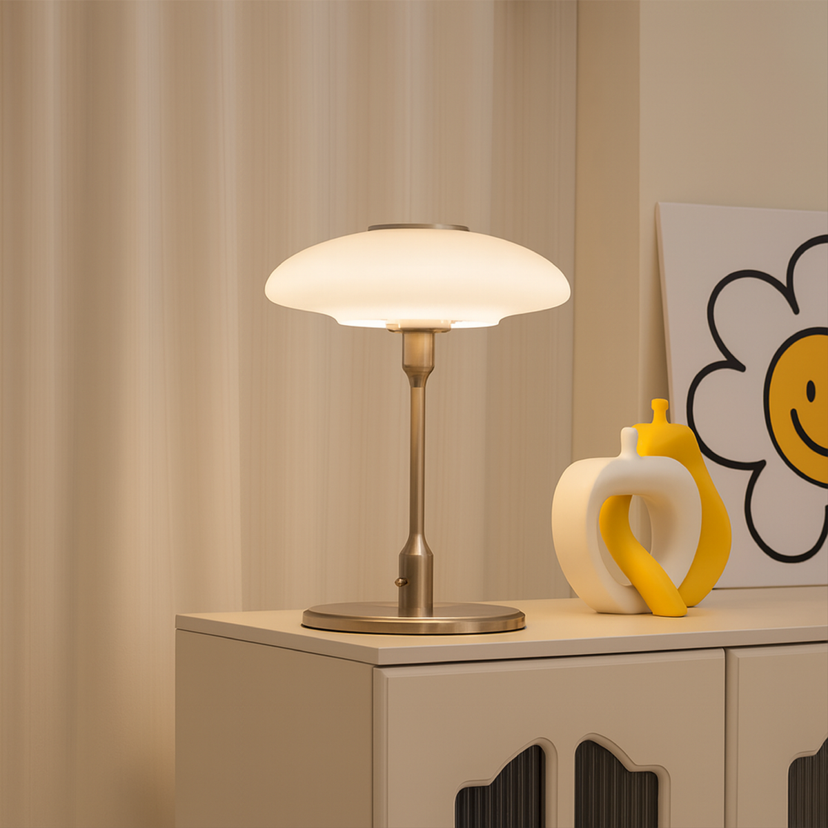 Swedish Design Metal And Glass Table Lamp For Ambient Lighting